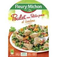Poulet aux petits pois et lardons
