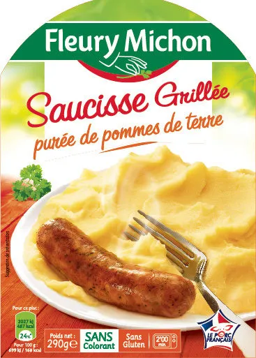 Saucisse grillée purée de pommes de terre
