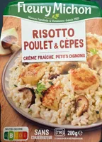Risotto poulet & cèpes, crème fraîche, petits oignons