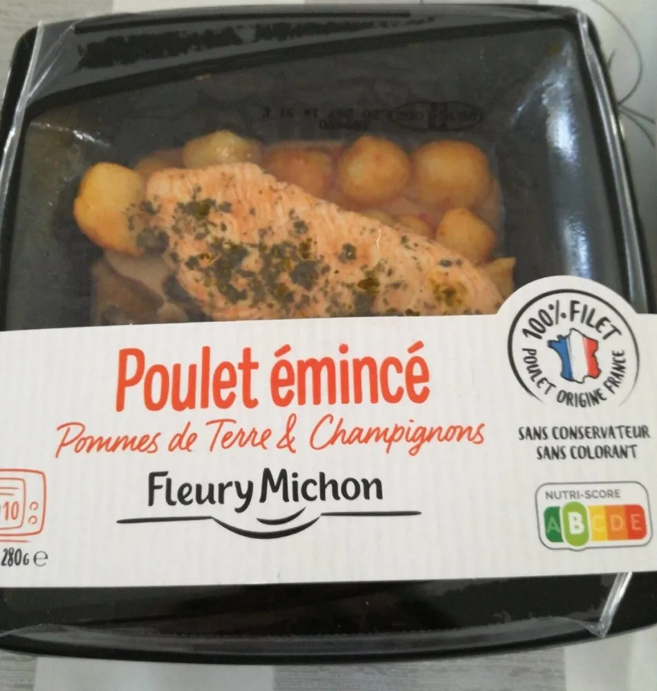 Poulet émincé pommes de terre et champignons