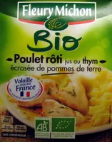 Poulet rôti jus au thym écrasée de pommes de terre Bio