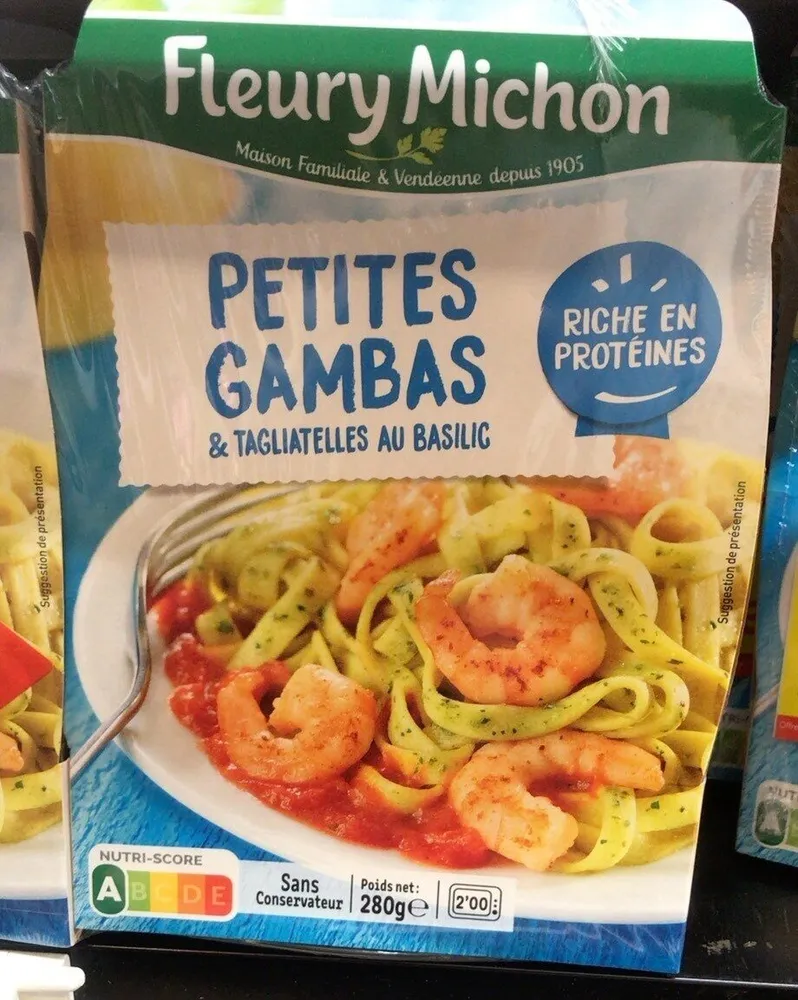 Petite gambas et tagiatelles au basilic