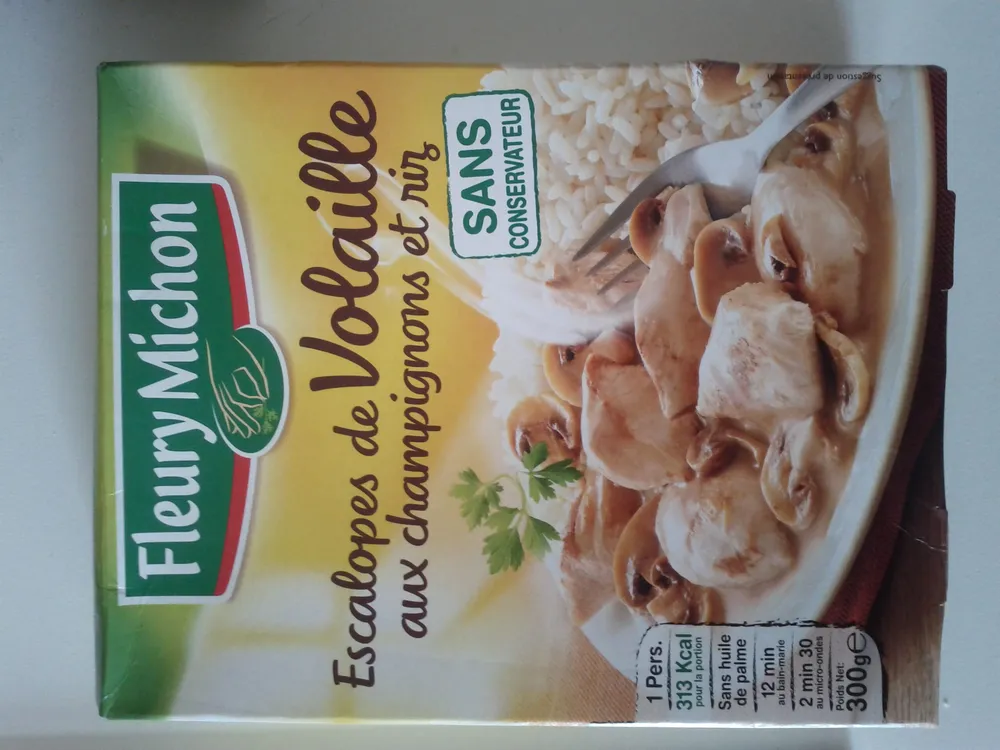 Escalopes de volaille aux champignons et riz