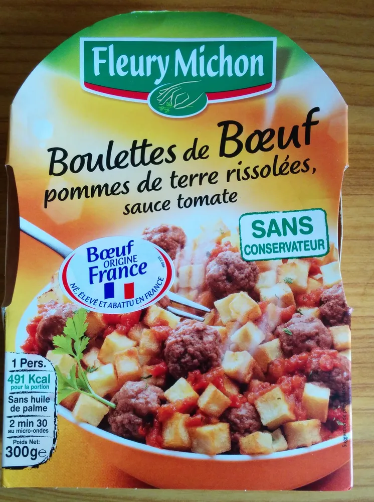 Boulettes de Bœuf pomme de terre rissolées, sauce tomate