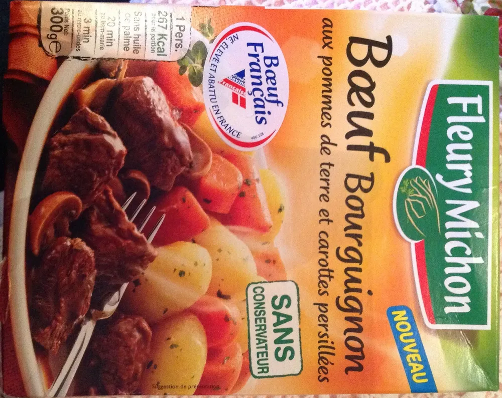 Bœuf Bourguignon aux pommes de terre et carottes persillées