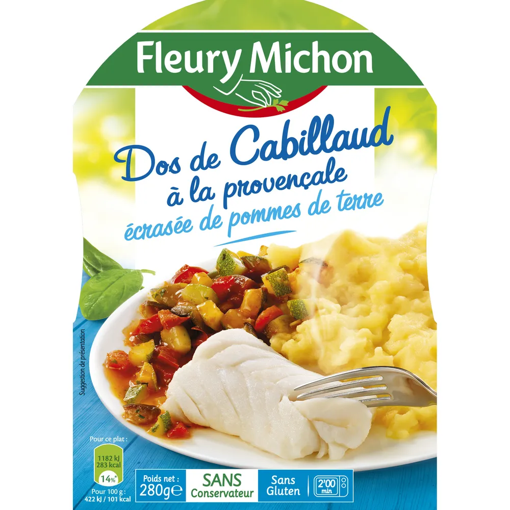 Dos de cabillaud à la provençale écrasée de pommes de terre