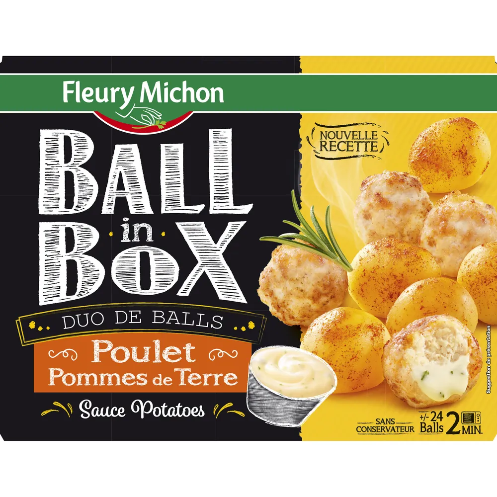 Ball in box poulet & pommes de terre sauce potatoes