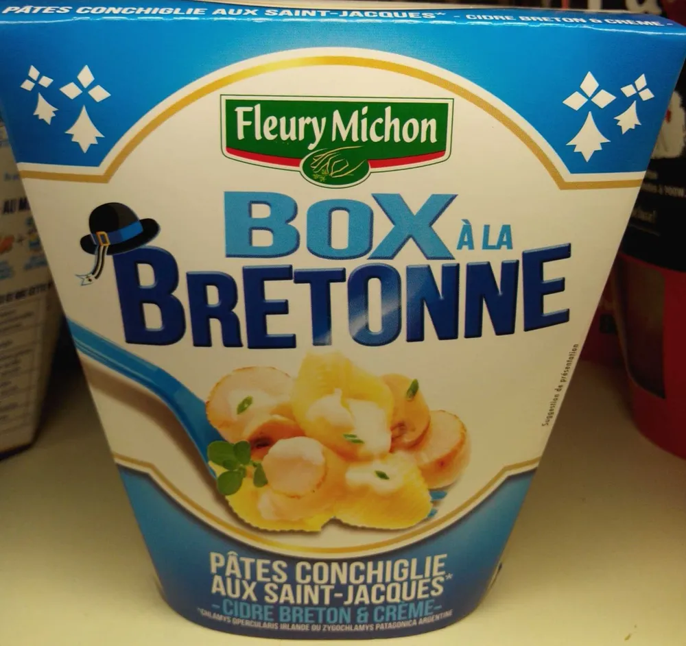 Box à la Bretonne (Pâtes conchiglie aux Saint-Jacques*, cidre breton & crème)