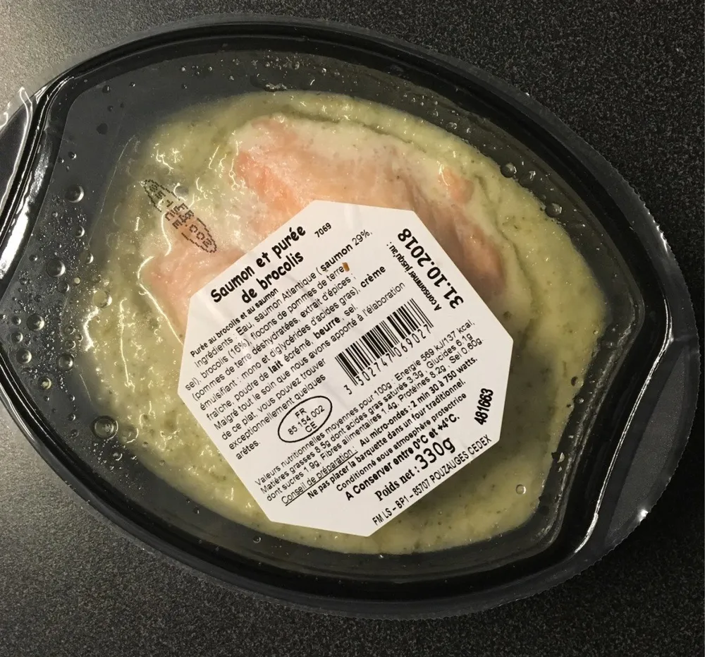 Saumon et purée de brocolis