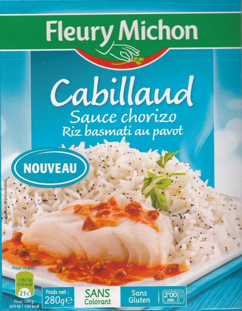 Cabillaud Sauce chorizo Riz basmati au pavot
