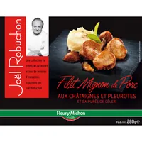 Filet mignon de porc aux châtaignes et pleurotes et sa purée de céleri