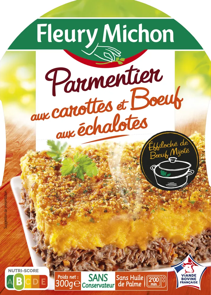 Parmentier aux carottes et Boeuf aux échalotes