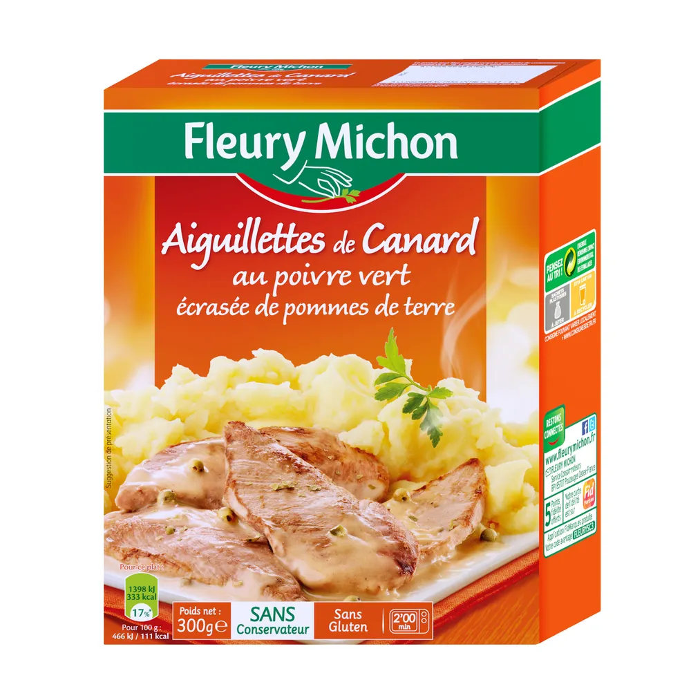 Aiguillettes de canard au poivre vert écrasée de pommes de terre