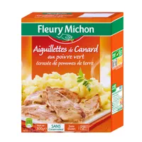 Aiguillettes de canard au poivre vert écrasée de pommes de terre