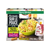Formule Sur Le Pouce - risotto et poulet aux herbes, parmesan + pause fruits + biscuit salé