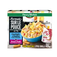 Formule Sur Le Pouce - pâtes conchiglie et saumon crème ciboulette + pause fruits + biscuit salé