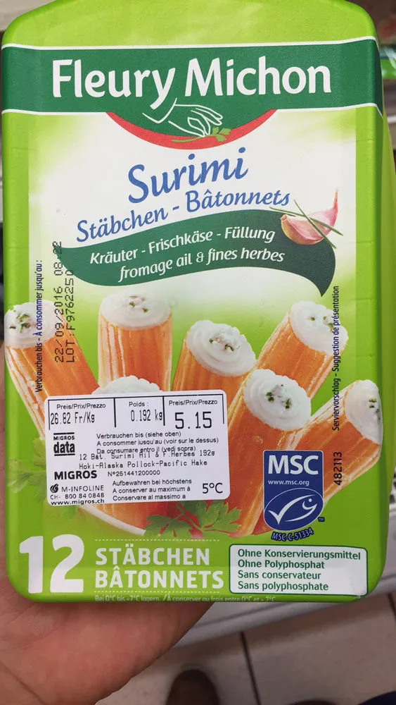 Surimi Bâtonnets fromage ail & fines herbes