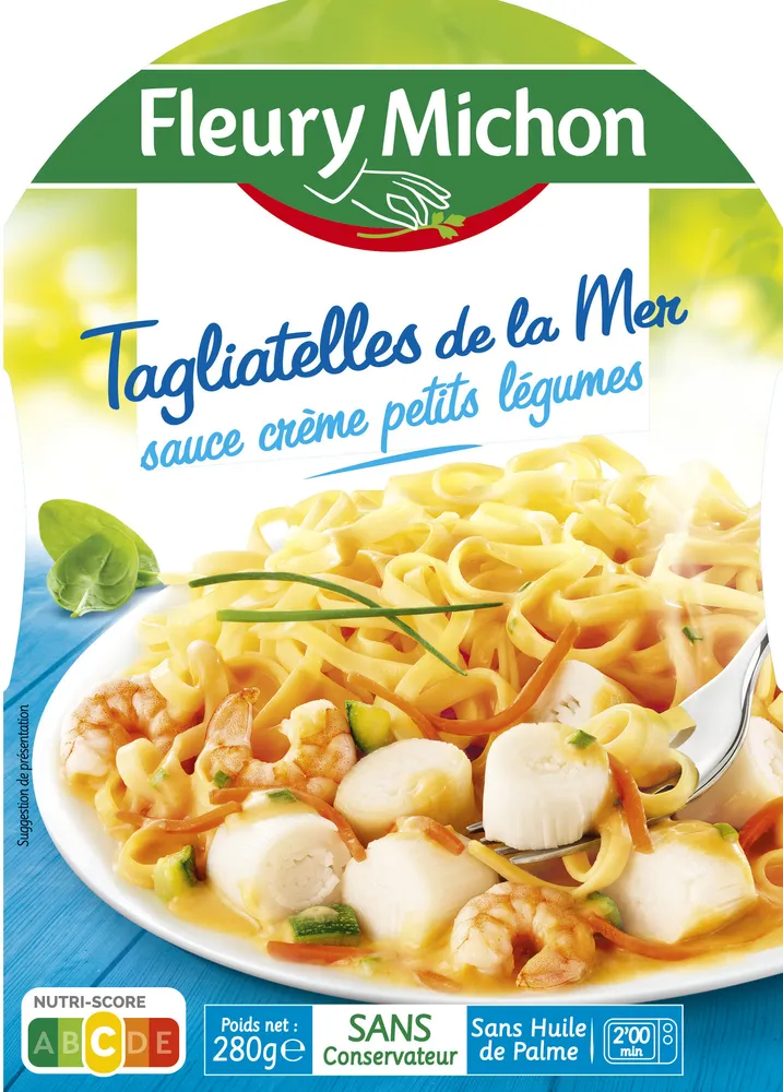 Tagliatelles de la mer, sauce crème, petits légumes
