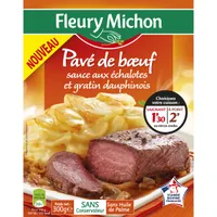 Pavé de boeuf sauce aux échalotes et gratin dauphinois
