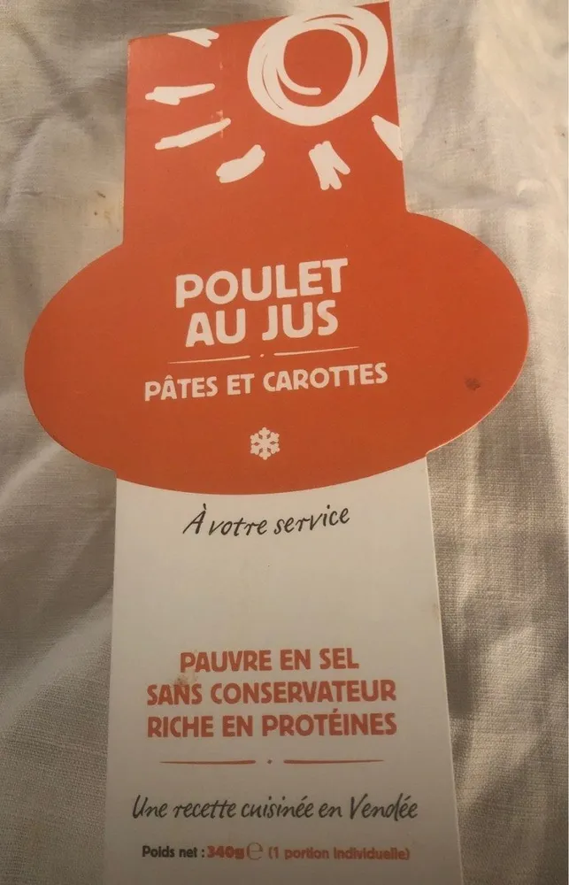 Poulet au jus pâtes et carottes
