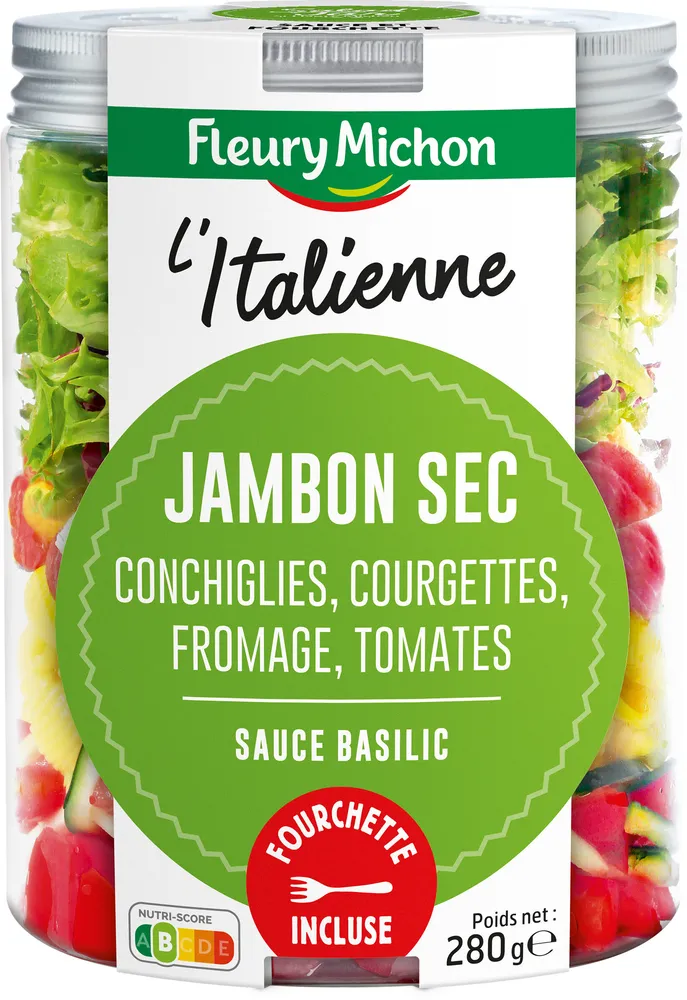SALAD JAR - L'Italienne - Jambon sec, conchiglies, courgettes, fromage, tomates, sauce basilic
