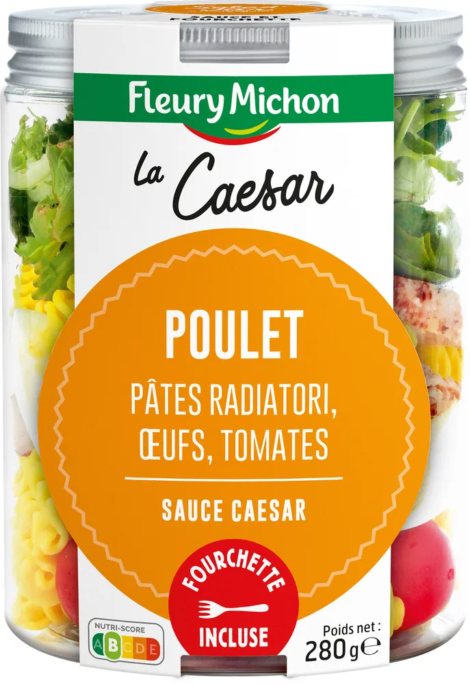 SALAD JAR - La Caesar - Poulet, pâtes radiatori, oeufs, tomates, sauce Caesar