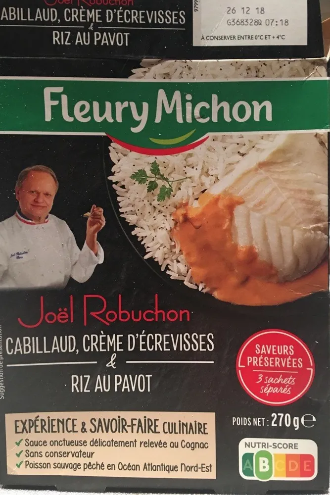 Cabillaud, crème d'écrevisses, riz au pavot