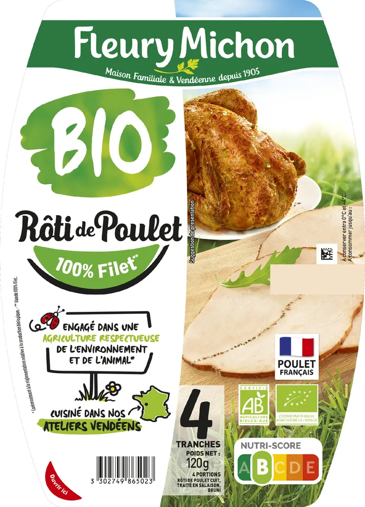 Le Rôti de poulet, Bio - 4 tranches