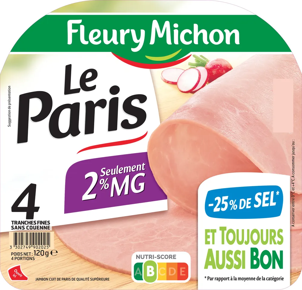 Le Paris seulement 2% MG - 25% de sel* - 4 tranches fines