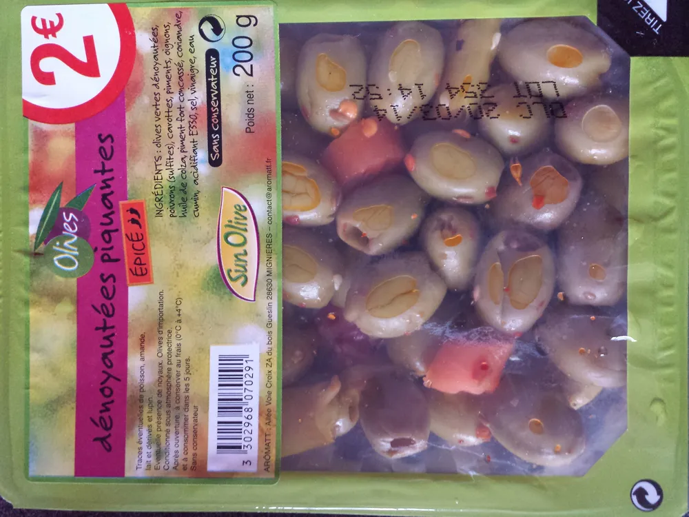 Olives dénoyautées piquantes