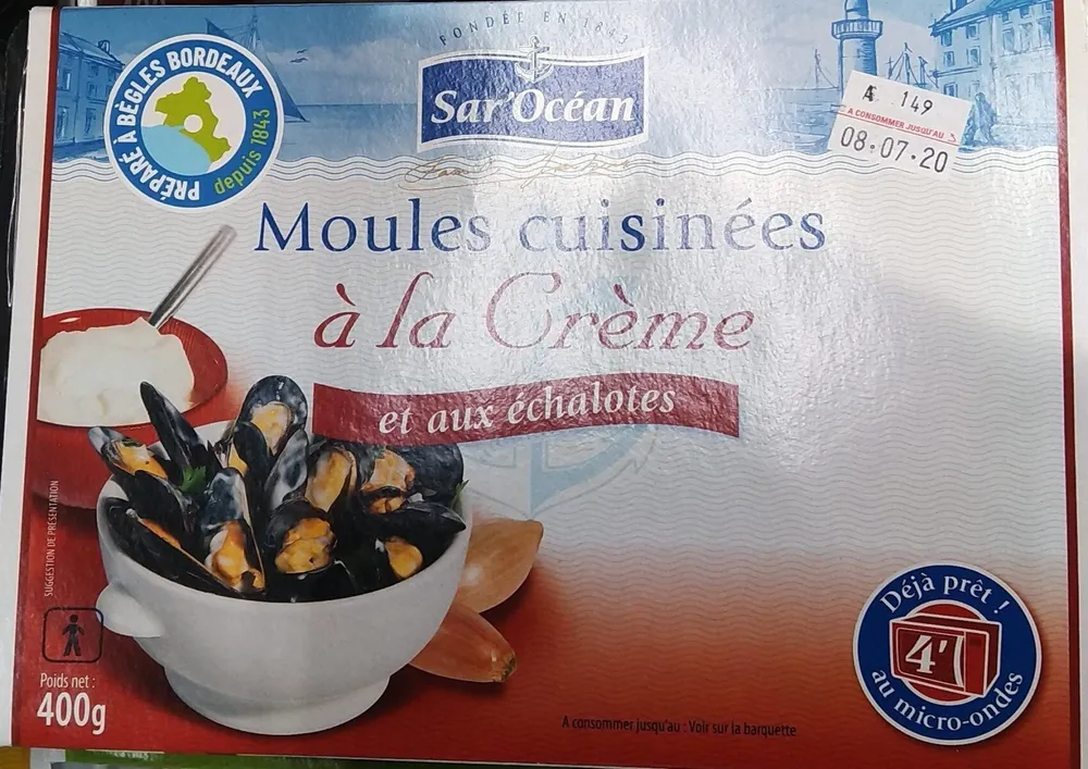 Moules cuisinés à la crème et aux échalotes