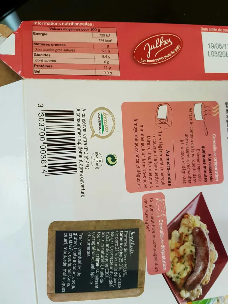 Saucisse d'Auvergne et sa truffade