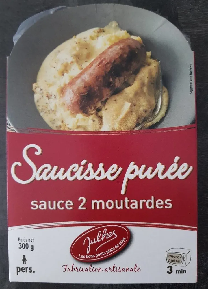 Saucisse purée sauce 2 moutardes