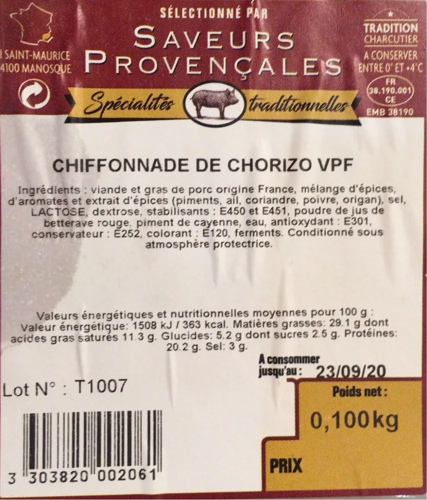 Chiffonnade de Chorizo
