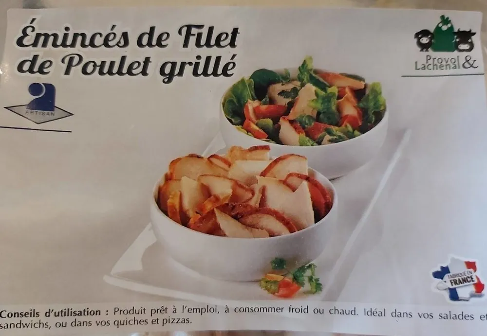 Émincés de filet de poulet grillé