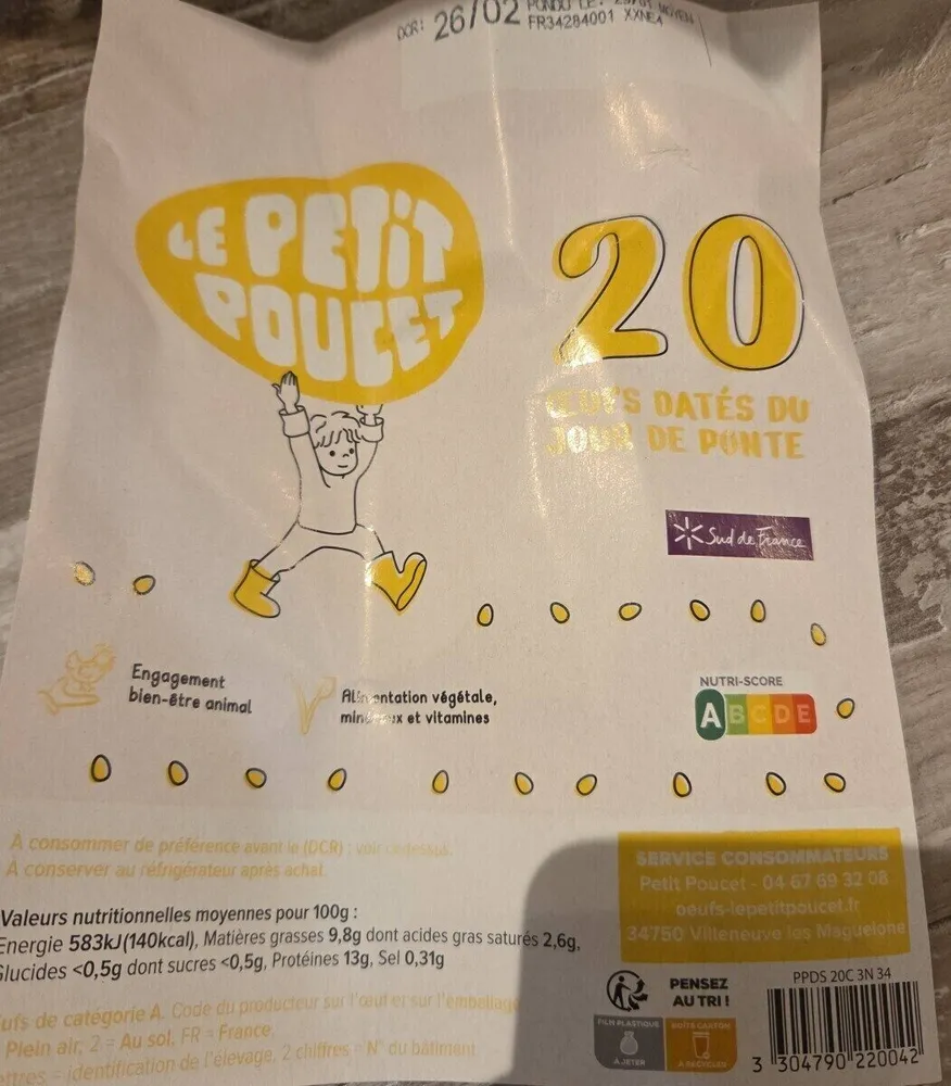 20 OEUFS DATÉS DU JOUR DE PONTE