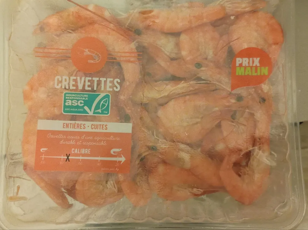 Crevettes entières cuites