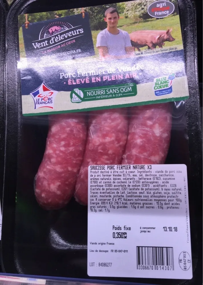 Saucisse porc fermier
