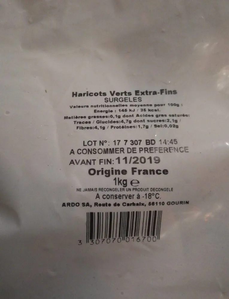 Haricots verts extra fins