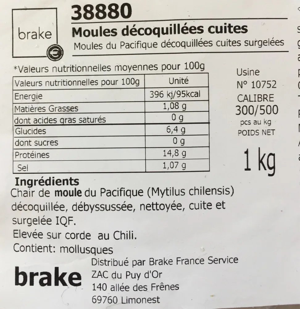 Moules décoquillées Cuites