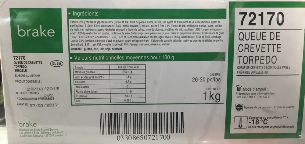 Queue de Crevette Torpedo Panée