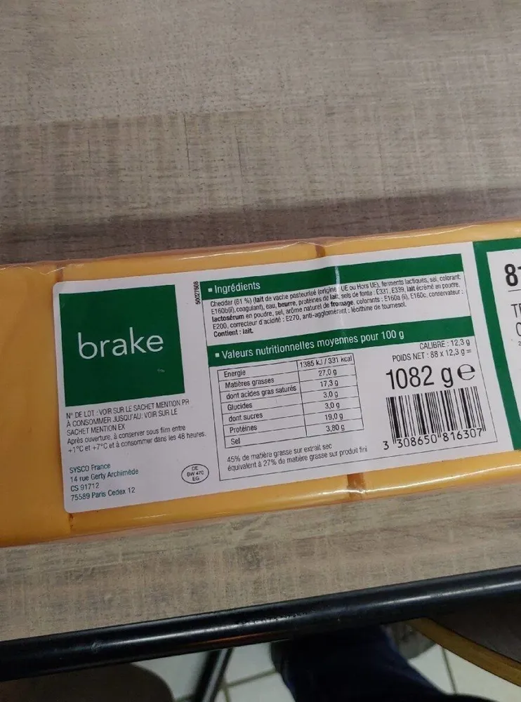 Tranches de cheddar