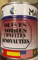 Olives Noires Confites Dénoyautées