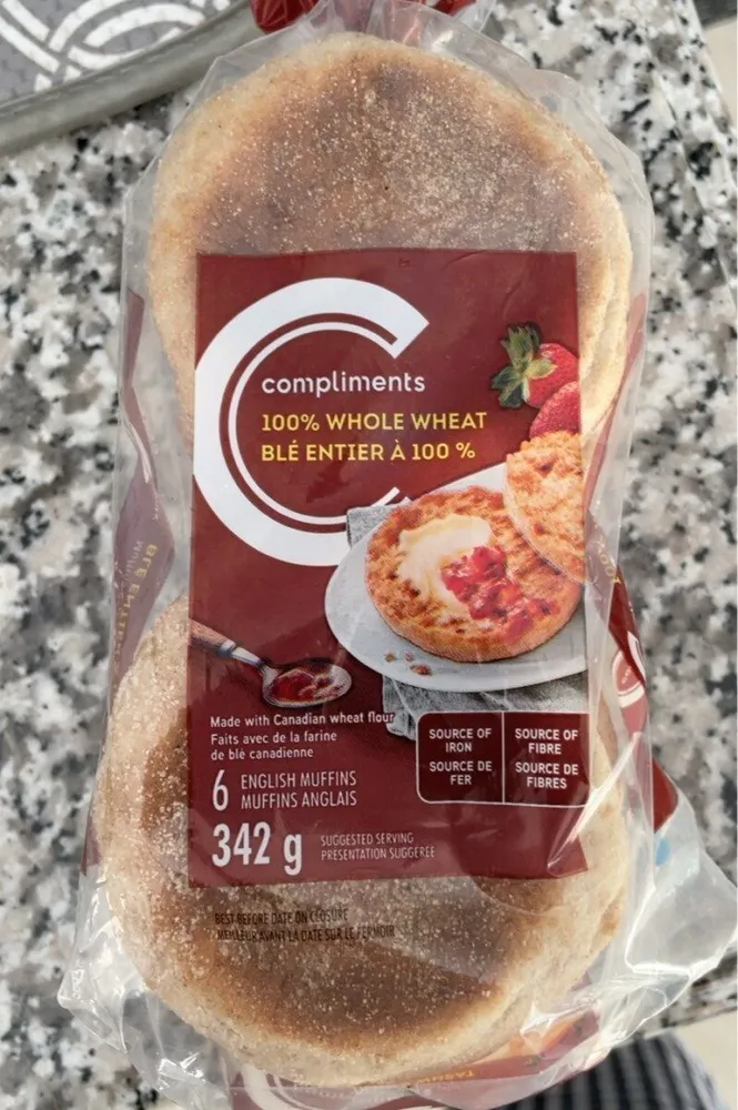 Whole wheat english muffin