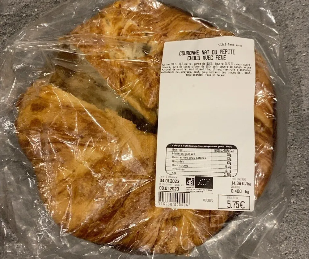 Couronne nat au pepite de choco avec feve