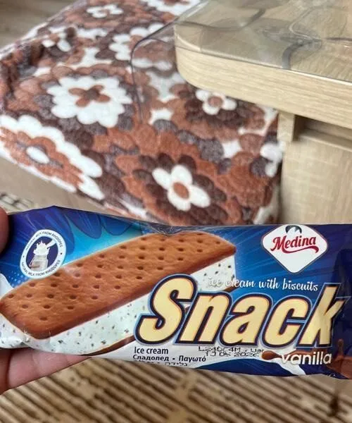 Snack sandwich ice cream with vanilla