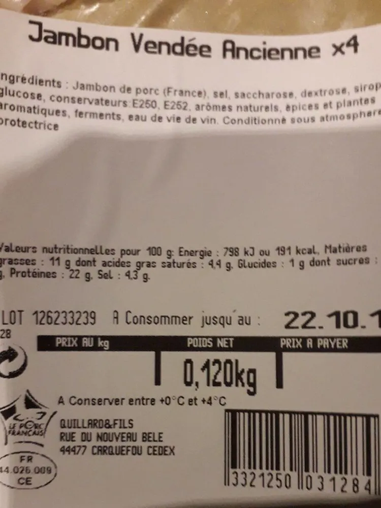 Jambon Vendée ancienne  x4