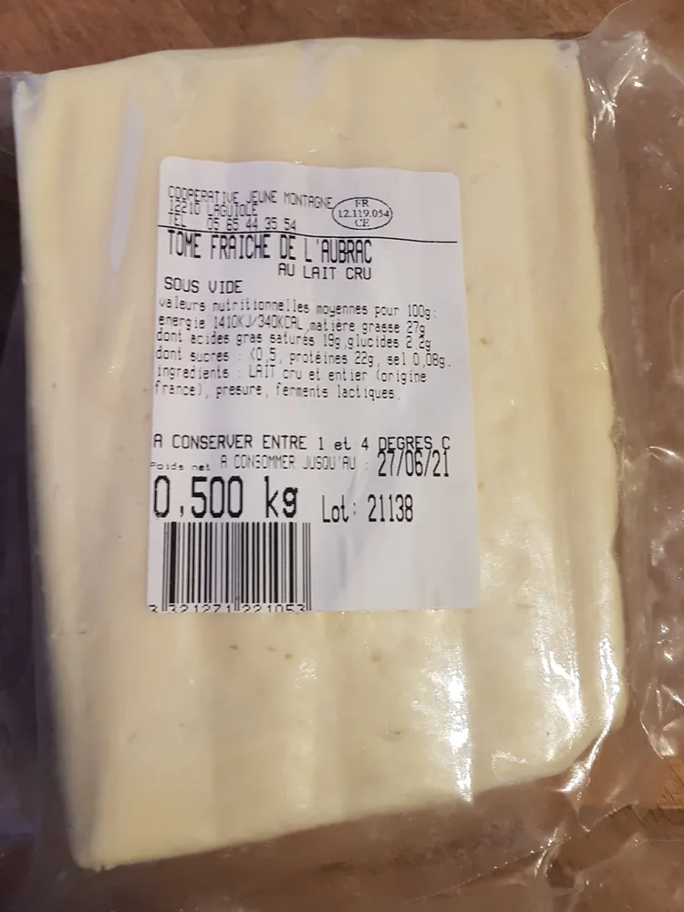 Tome fraîche de l'Aubrac