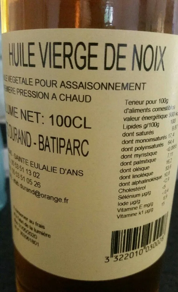 Huile vierge de noix