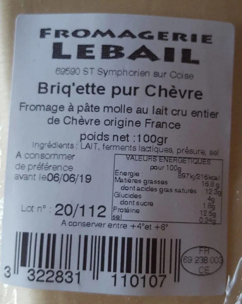 Briq'ette pur chevre